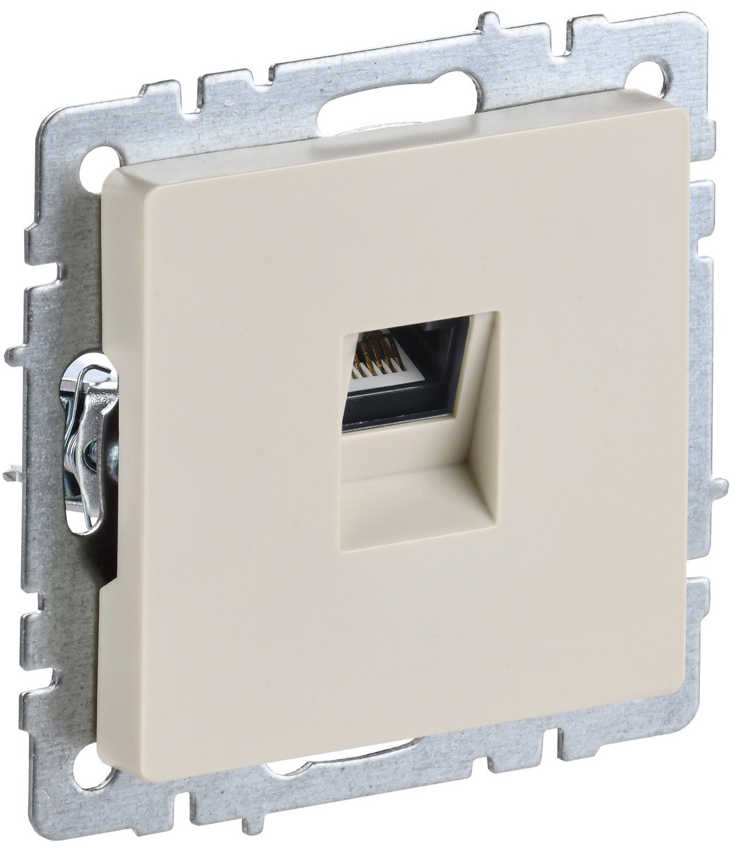 Розетка IEK BRITE компьютерная RJ45 кат.5E РК10-БрКр бежевый BR-K10-1-K10