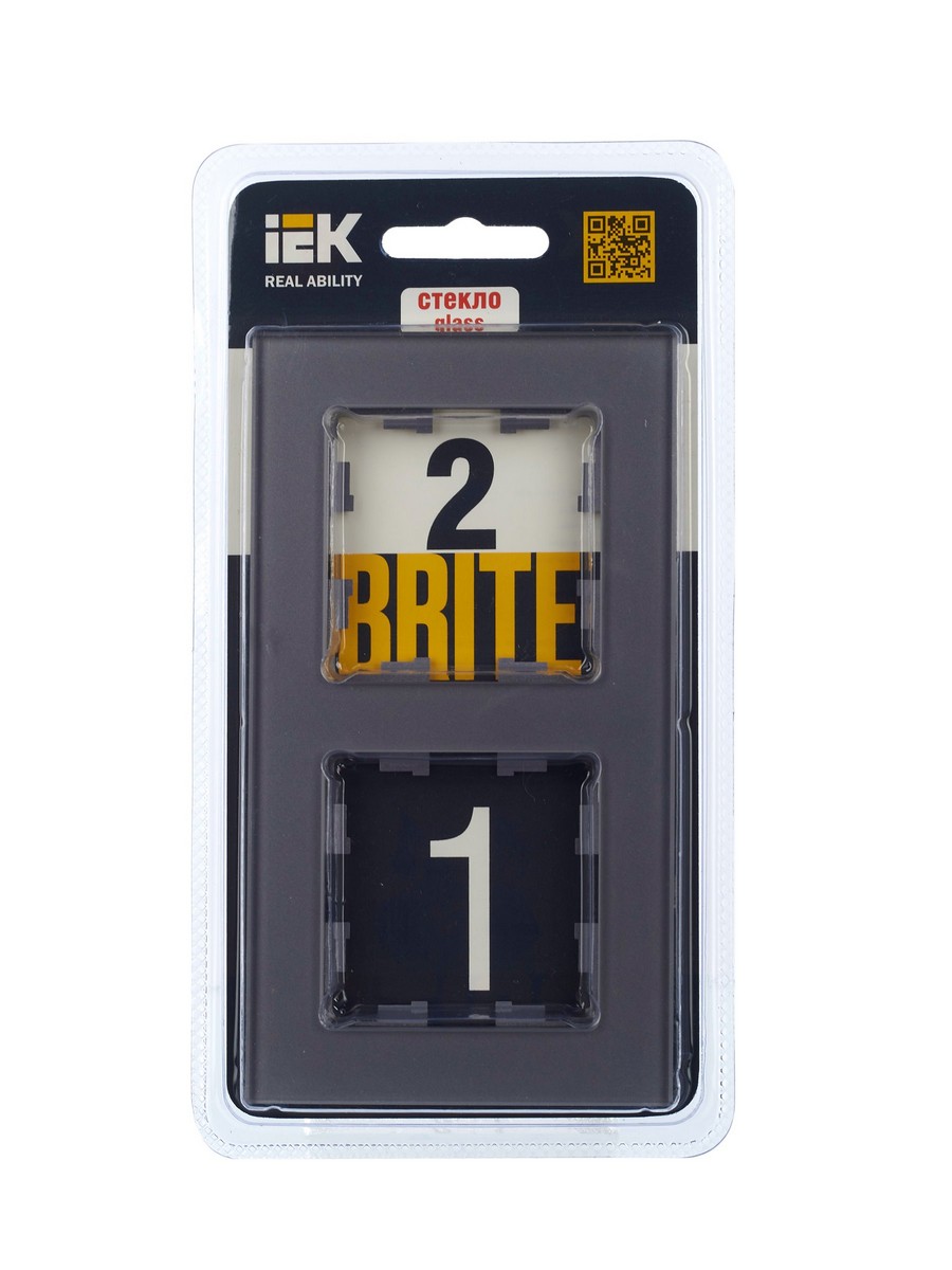 IEK Brite Рамки Рамка IEK BRITE 2-местная РУ-2-2-БрСе стекло серый BR-M22-G-K03