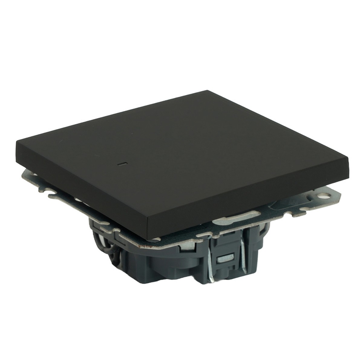 Выключатель 1-клавишный c индикатором STEKKER Эмили RSW10-5101-05 черный уголь soft touch 49837