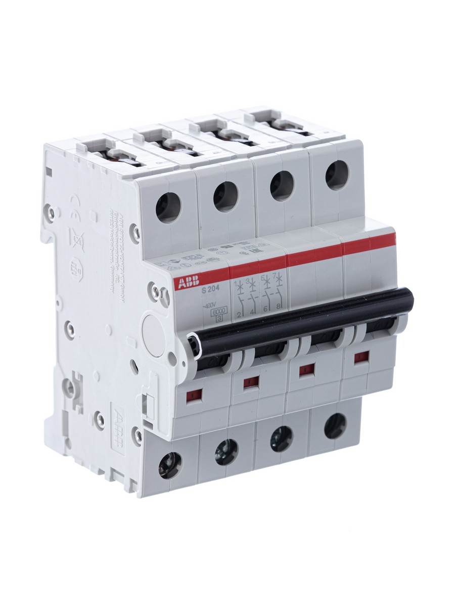 4 полюсные (четырехполюсные) Автоматический выключатель ABB S204 40A (B) 6kA 2CDS254001R0405 