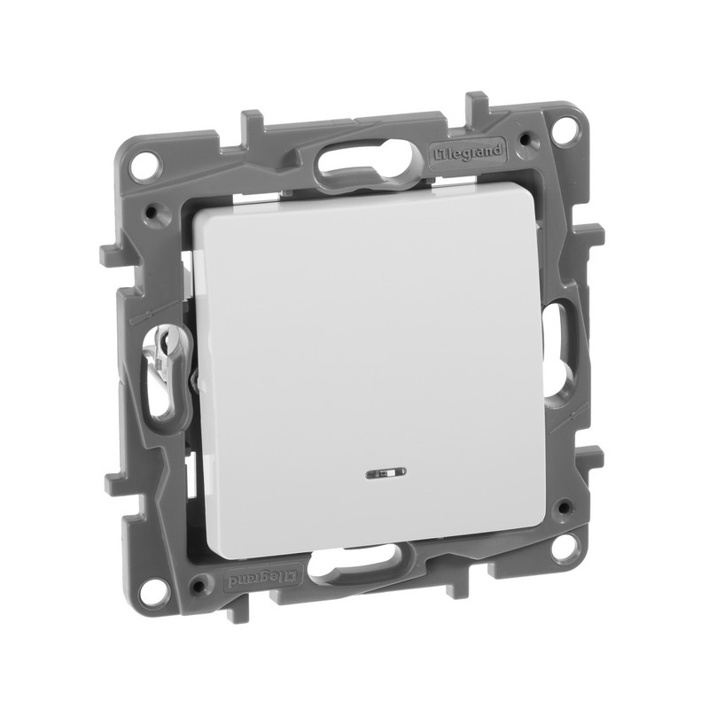 Выключатель Legrand Etika белый 1-клавишный с подсветкой, 10А, винт. клем. 672203
