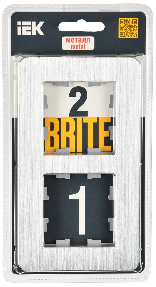 Рамка IEK BRITE DECOR Алюминий/алюм метал. скругл.угол 2-м РУ-2-1-Бр RE AL BR-M22-M-21-K47