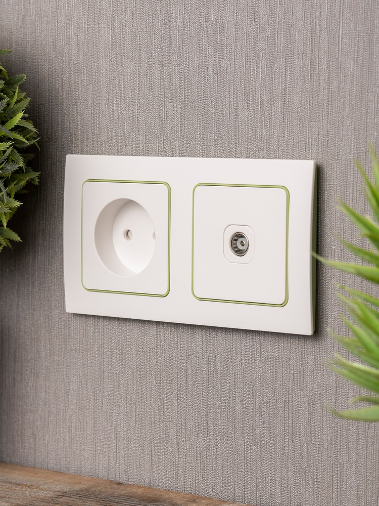 EKF Стокгольм белый Рамка 2-ая EKF PROxima Стокгольм Белый Линия зеленая  EXM-G-303-20