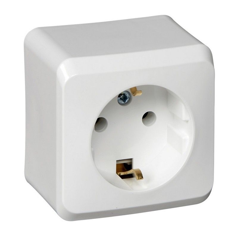 Этюд Белый Розетка 1-ая Systeme Electric Этюд наружный Белый с/з без шторок PA16-003B