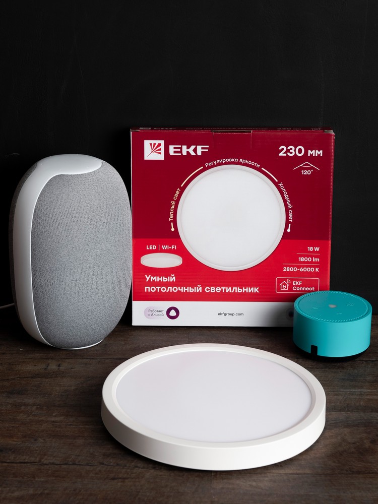 Управляемые светодиодные светильники и люстры Умный потолочный светильник EKF Connect 230 мм 18W sclwf-230-cct 
