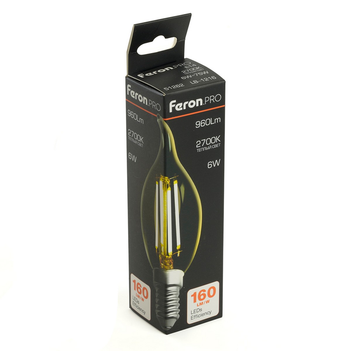 Лампа светодиодная Feron.PRO LB-1216 Свеча на ветру E14 6W 175-265V 2700K 51262