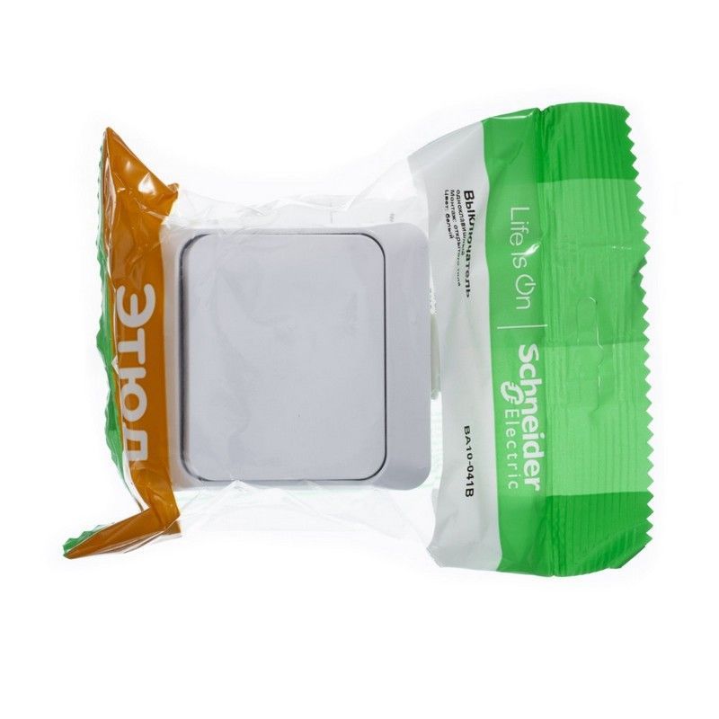 Этюд Белый Выключатель 1-клавишный Systeme Electric Этюд наружный Белый IP44 BA10-041B