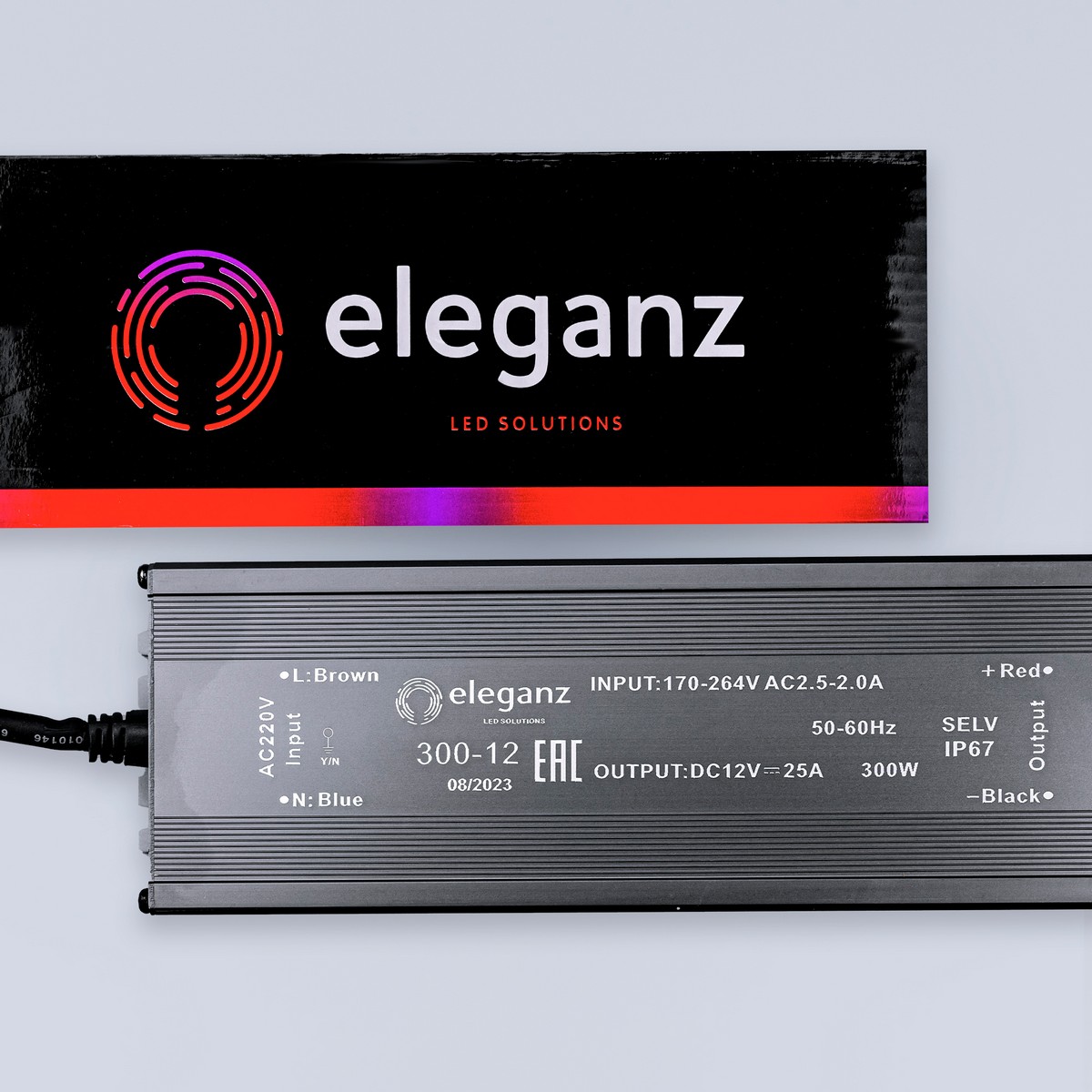 Блок питания для светодиодной ленты Eleganz 12V 300W IP67 герметичный 1188