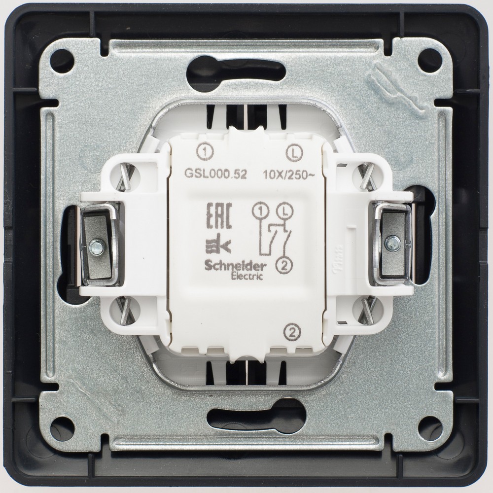 Выключатель 2-клавишный, Systeme Electric Glossa Антрацит сх.5, 10АХ, в сборе GSL000752