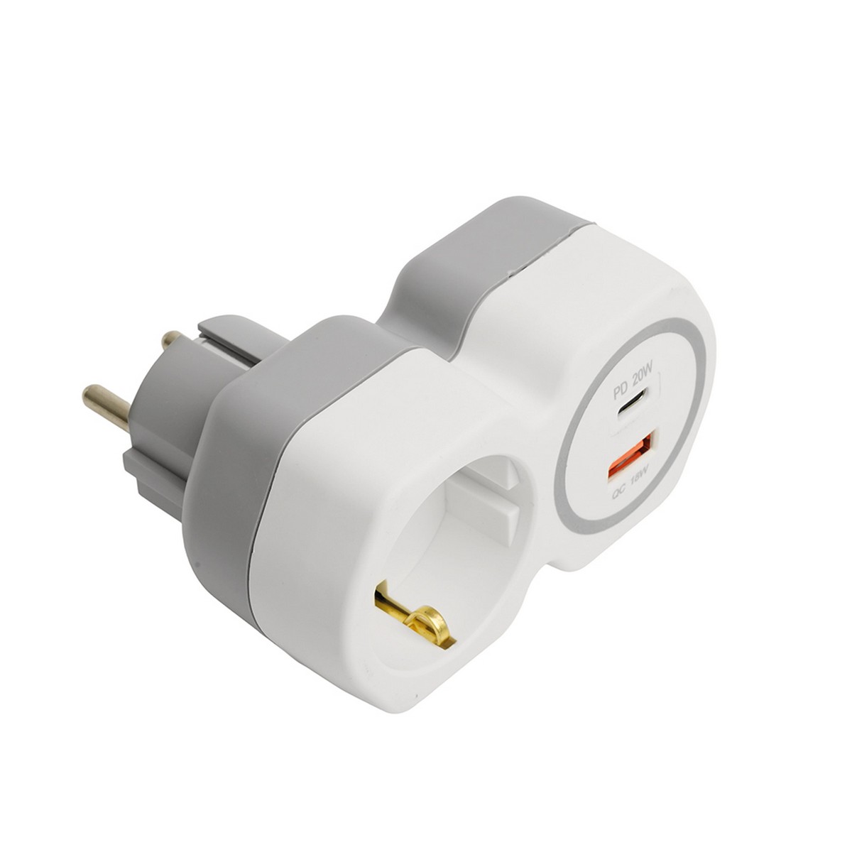 Разветвитель сетевой на 1 выход с/з STEKKER USB A+ Type C белый/серый ADP16-16-20 50109