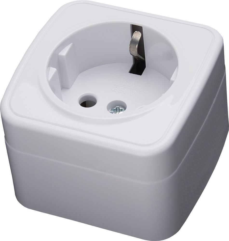 Накладные розетки и выключатели Stekker Розетка накладная 1-местная с/з STEKKER PST16-501-20 16А IP20 Basic белый Basic 39033