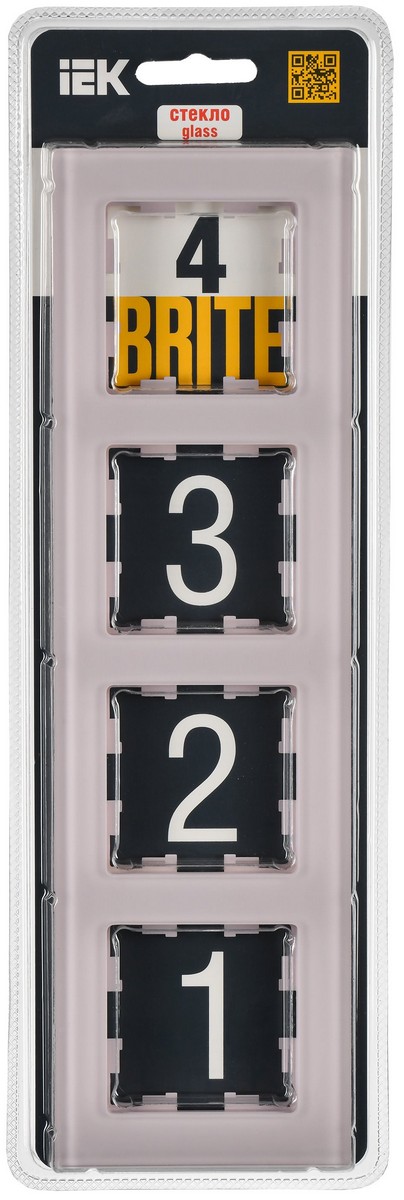 Рамка IEK BRITE DECOR Розовый матовый стекло 4-мест. РУ-4-2-Бр BR-M42-G-31-K14