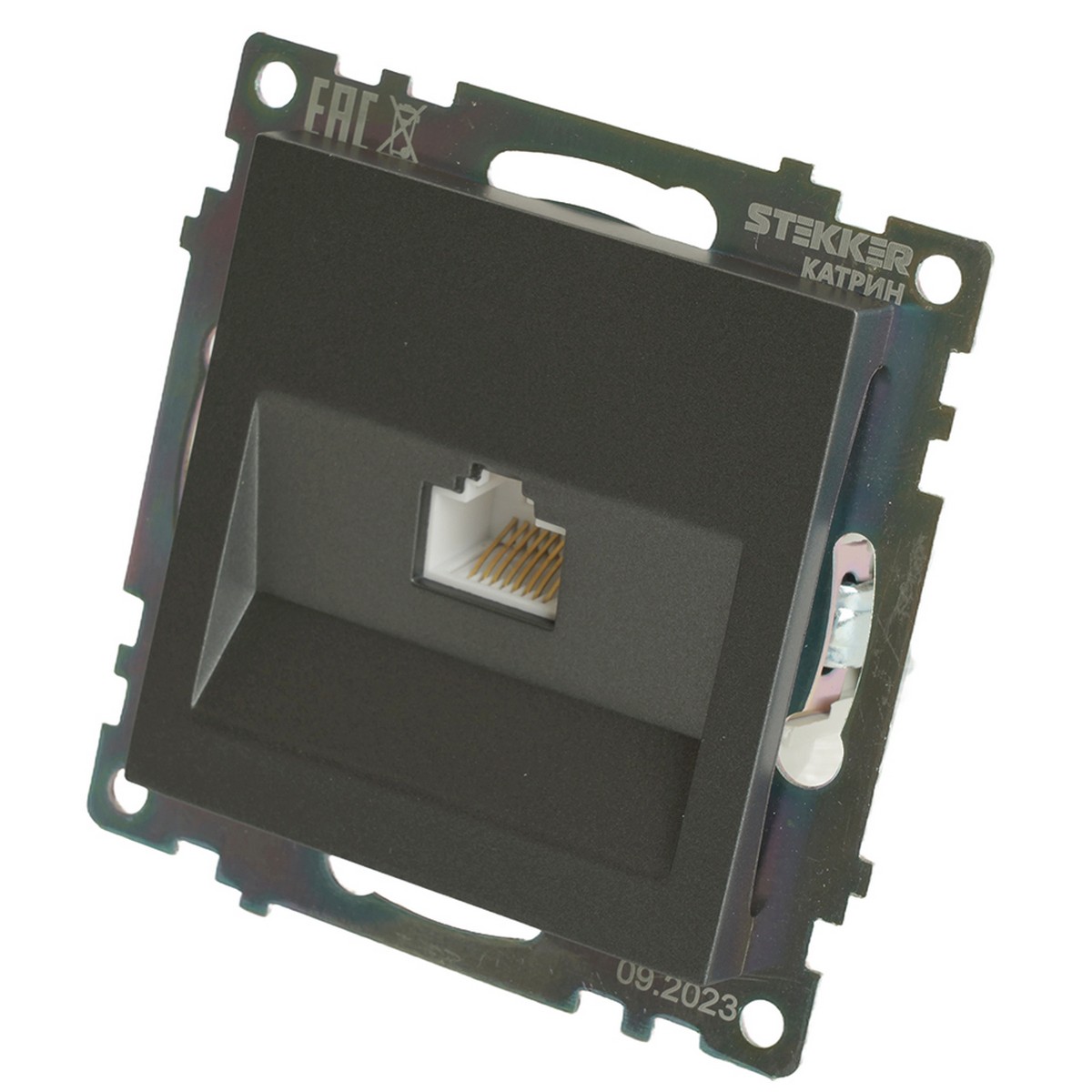 Розетка компьютерная 1-местная RJ-45 STEKKER GLS00-7107-06 Катрин графит 49418