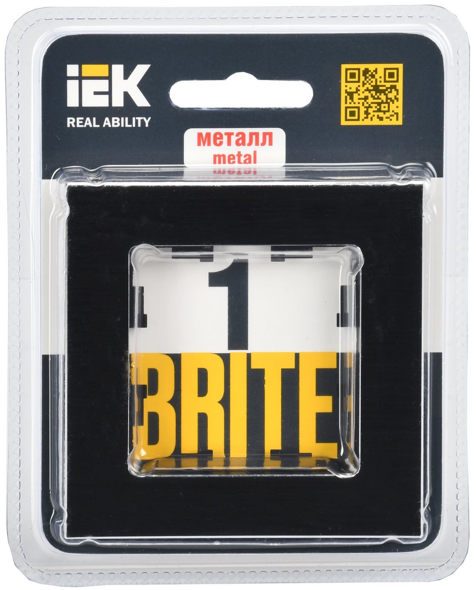 Рамка IEK BRITE 1-местная РУ-1-1-БрЧ металл черный BR-M12-M-K02