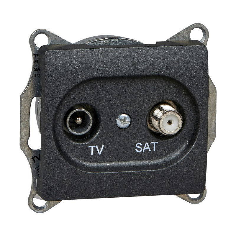 Розетка TV-SAT Systeme Electric Glossa Антрацит оконечная 1DB механизм GSL000797