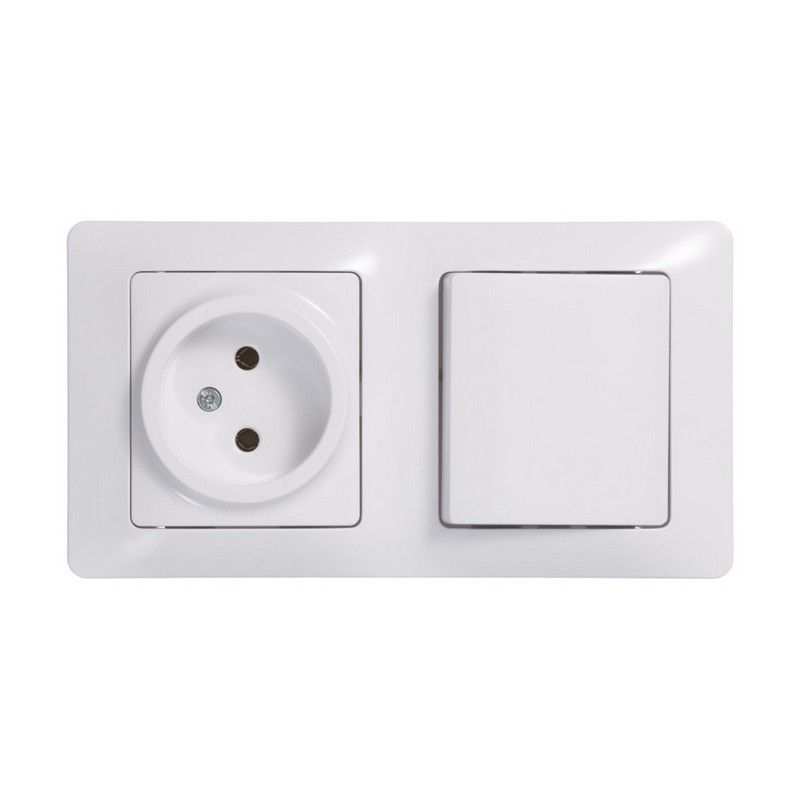 Glossa Белый Блок:Glossa Белый розетка и 1-кл. выключатель GSL000160