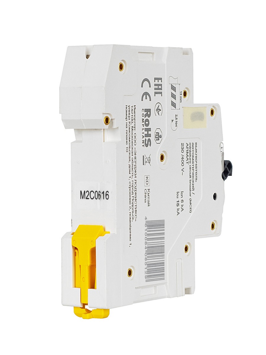 Автоматический выключатель IEK ARMAT M06N 1P C 6А AR-M06N-1-C006