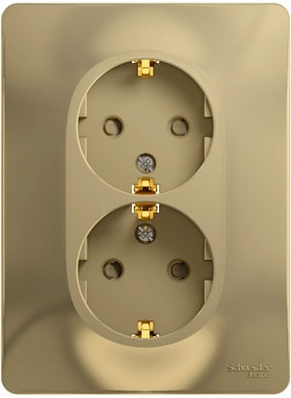 Розетка Systeme Electric Glossa Титан 2-я с заземлением со шторками GSL000426