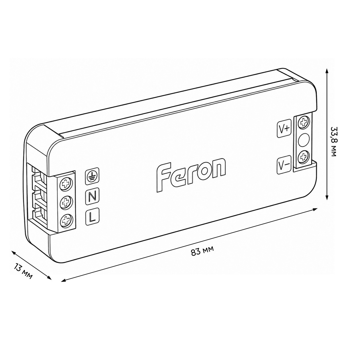 Трансформатор электронный Feron LB010 для светодиодной ленты 24W 24V 83*33.8*13мм IP20 (драйвер) 53143