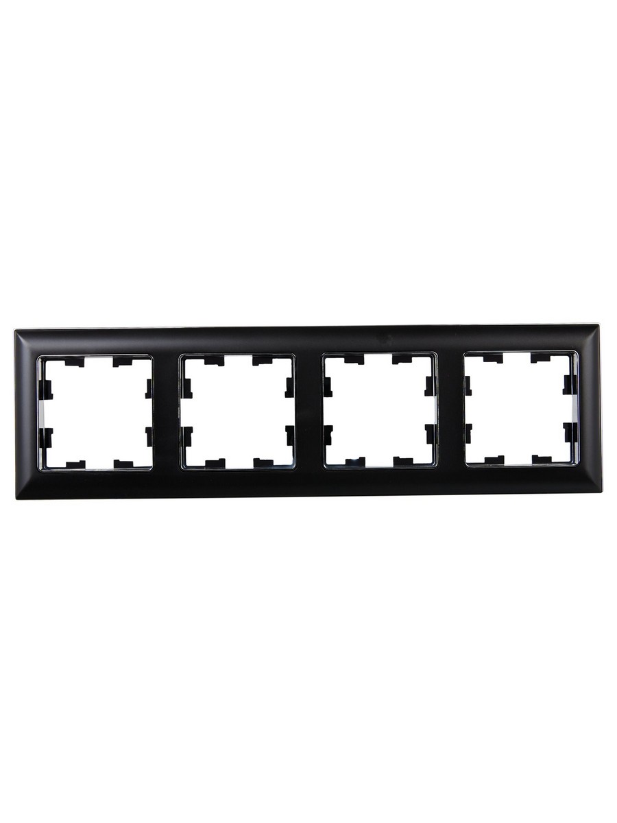 Рамка IEK BRITE DECOR Черный/хром 3D-форма 4-мест. РУ-4-Бр BR-M42-12-2-K23