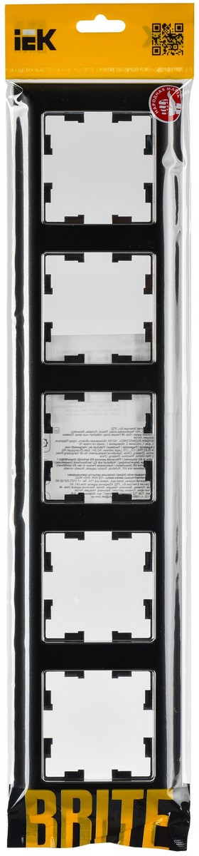 IEK Brite Рамки Рамка IEK BRITE DECOR Черный/хром 3D-форма 5-м РУ-5-Бр BR-M52-12-2-K23