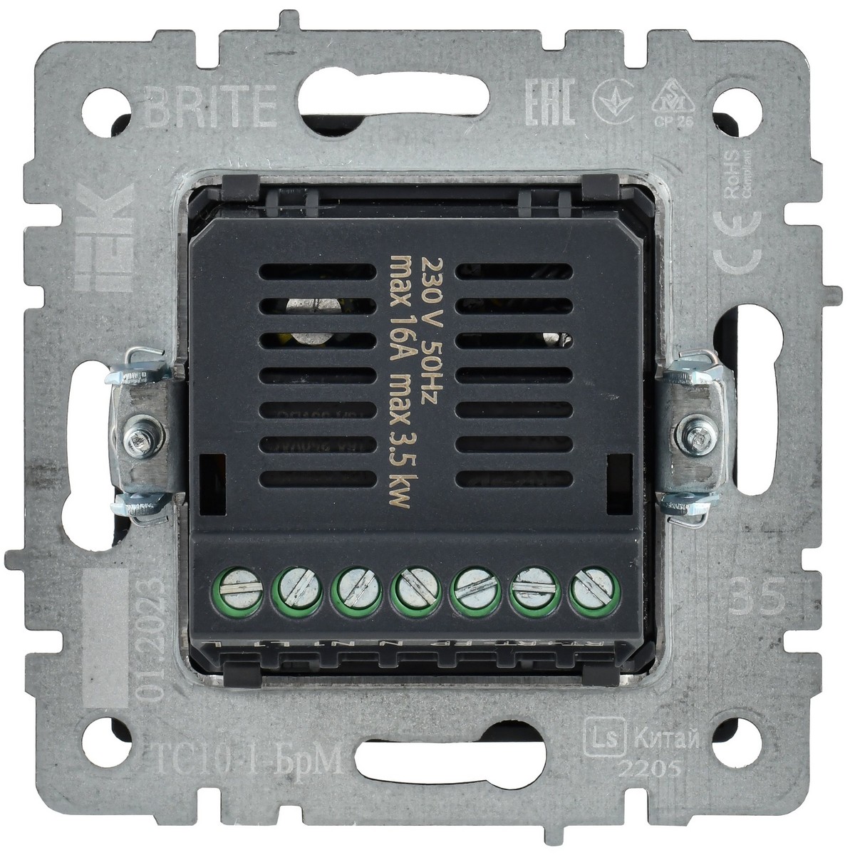 IEK Brite Маренго Термостат IEK BRITE BASE Маренго электронный с инд. ТС10-1-БрМ (терморегулятор) BR-RT11-K35