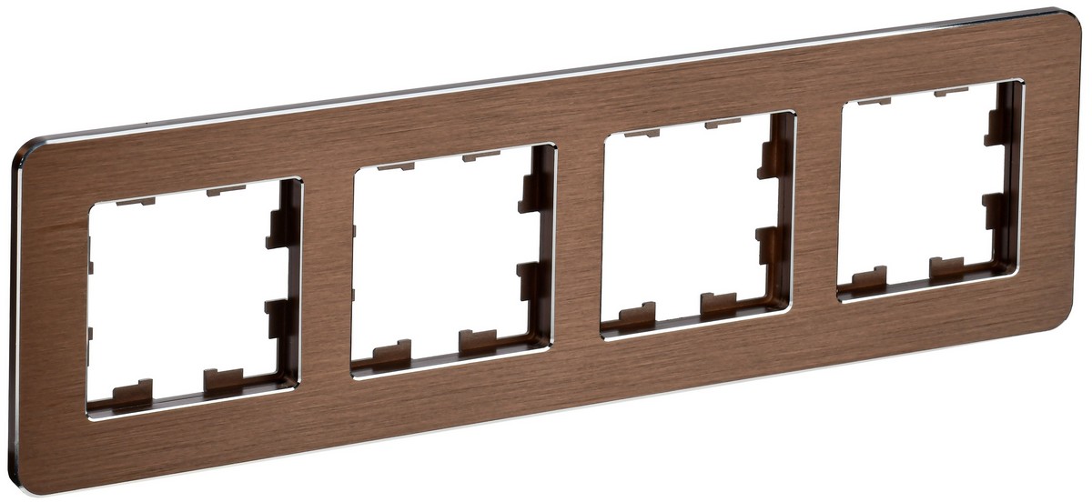 Рамка IEK BRITE DECOR Коричневый металл. скругл.угол 4-мест. РУ-4-1-Бр RE AL BR-M42-M-21-K30