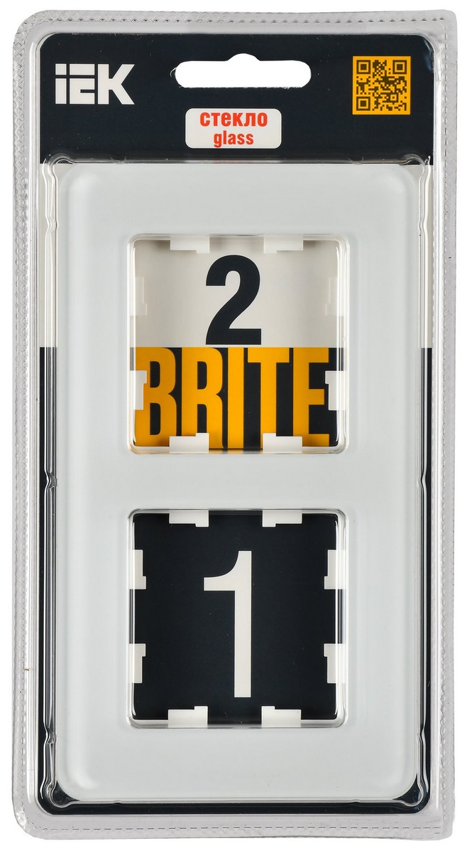 Рамка IEK BRITE DECOR Белый матовый стекло скругл.угол 2-м РУ-2-2-Бр RE BR-M22-G-41-K01