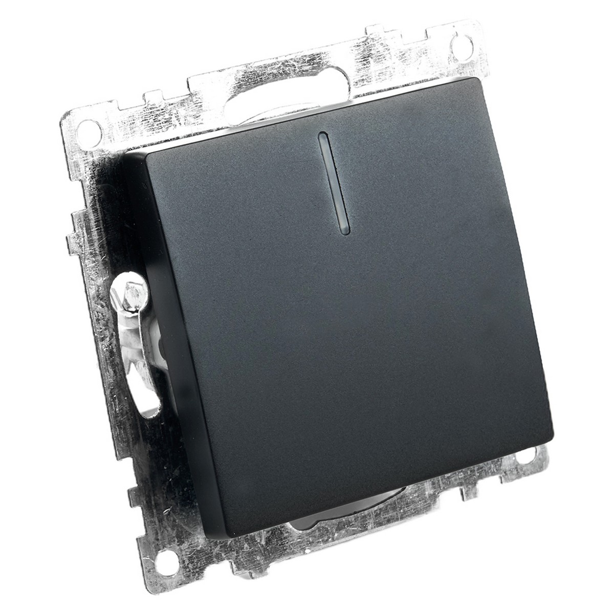 Катрин - Розетки и выключатели Stekker Выключатель 1-клавишный c индикатором STEKKER GLS10-7101-05 10А Катрин черный 39605