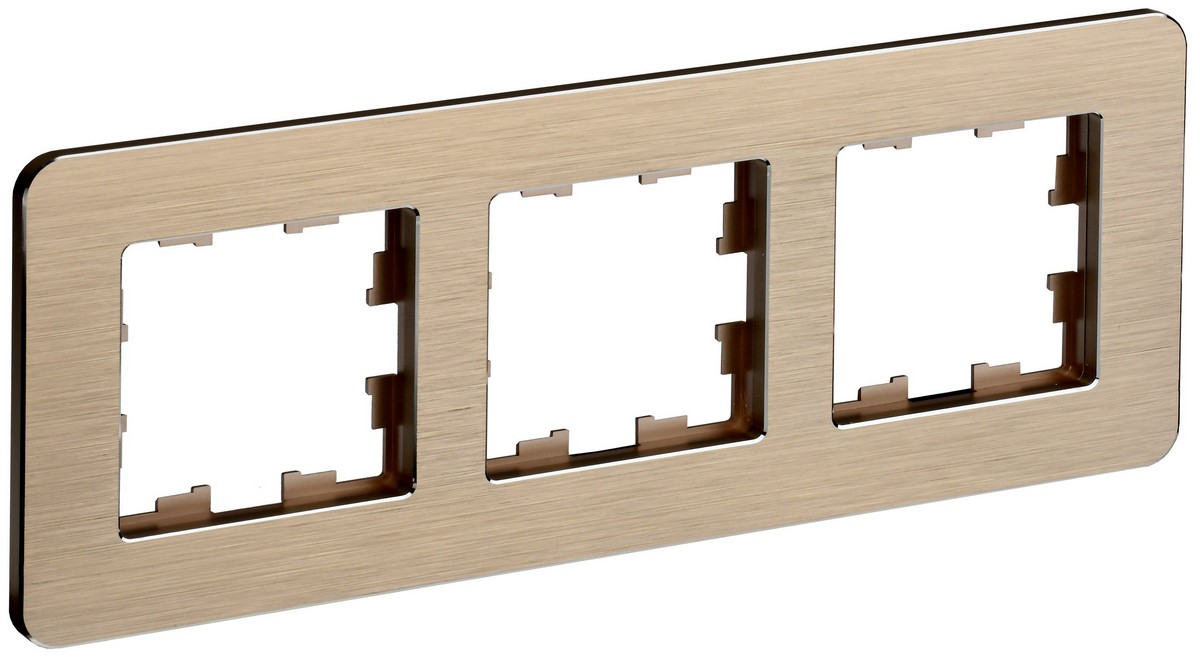 Рамка IEK BRITE DECOR Шампань металл. скругл.угол 3-м РУ-3-1-Бр RE AL BR-M32-M-21-K37