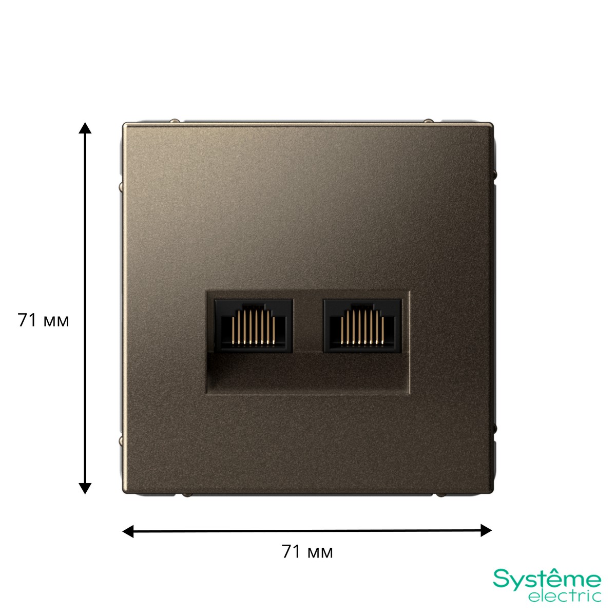 Розетка компьютерная Systeme Electric ArtGallery Мокко двойная RJ45+RJ45, кат. 5е,