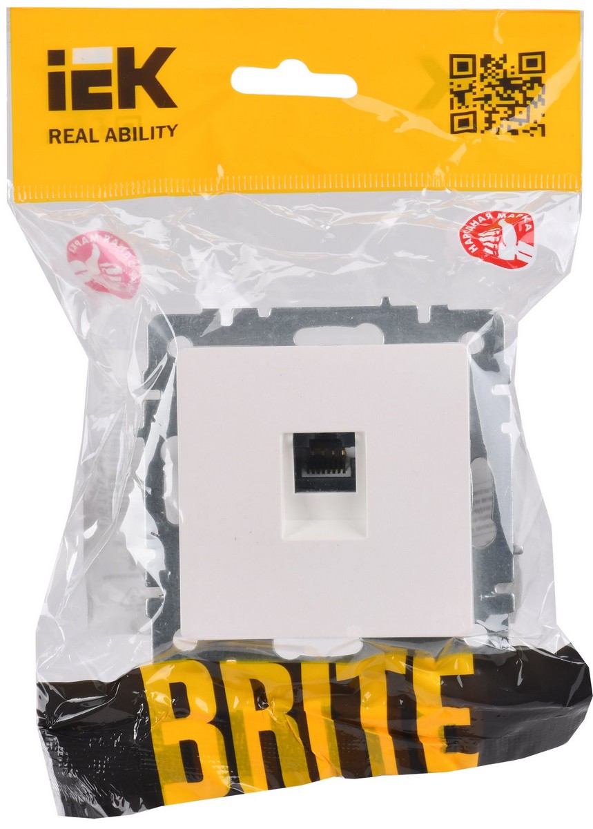 IEK Brite Жемчуг Розетка IEK BRITE компьютерная RJ45 кат.5E РК10-БрЖ жемчуг BR-K10-1-K36