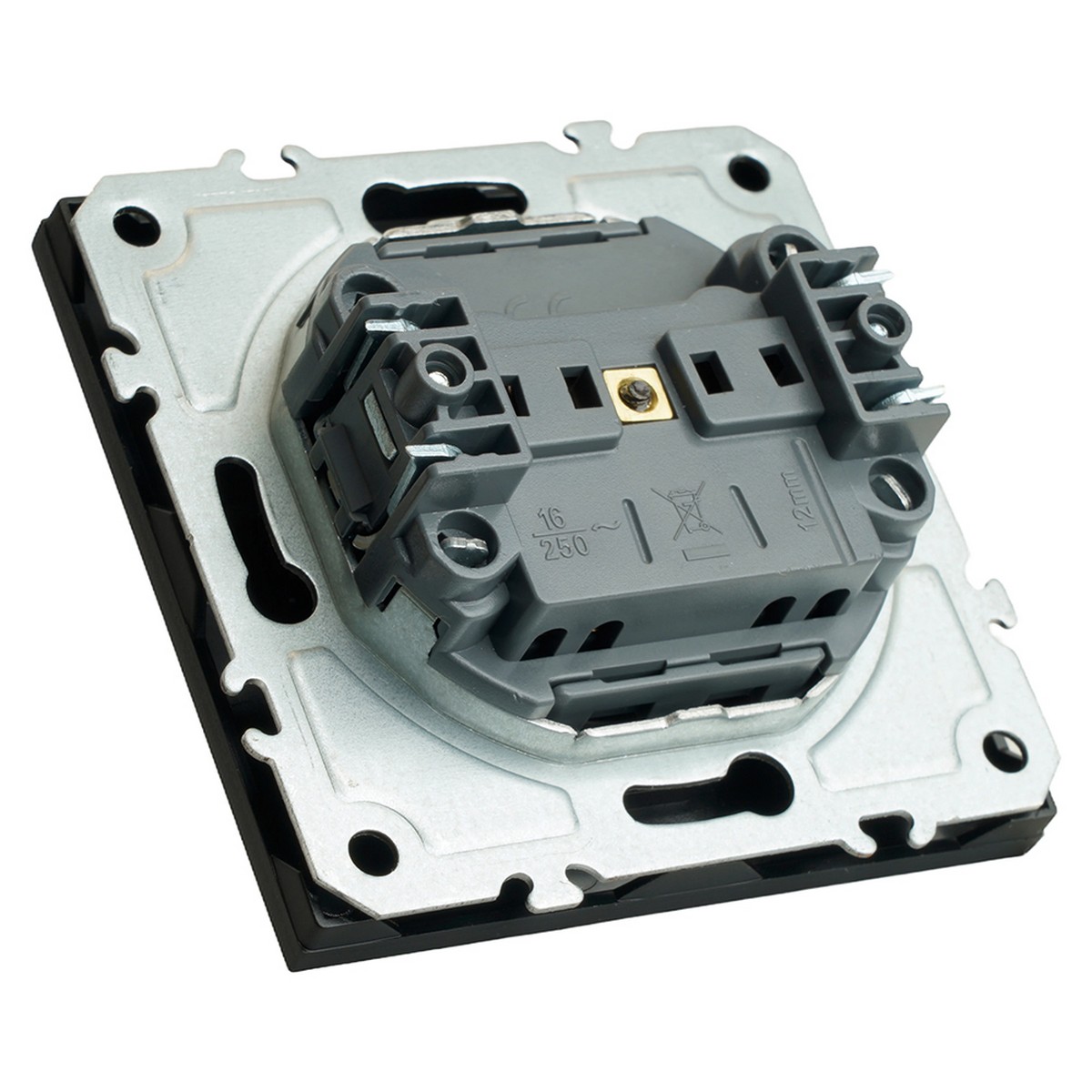 Розетка 1-ая с защитной шторкой б/з STEKKER Эмили RST16-5109-05 черный уголь soft touch 49850