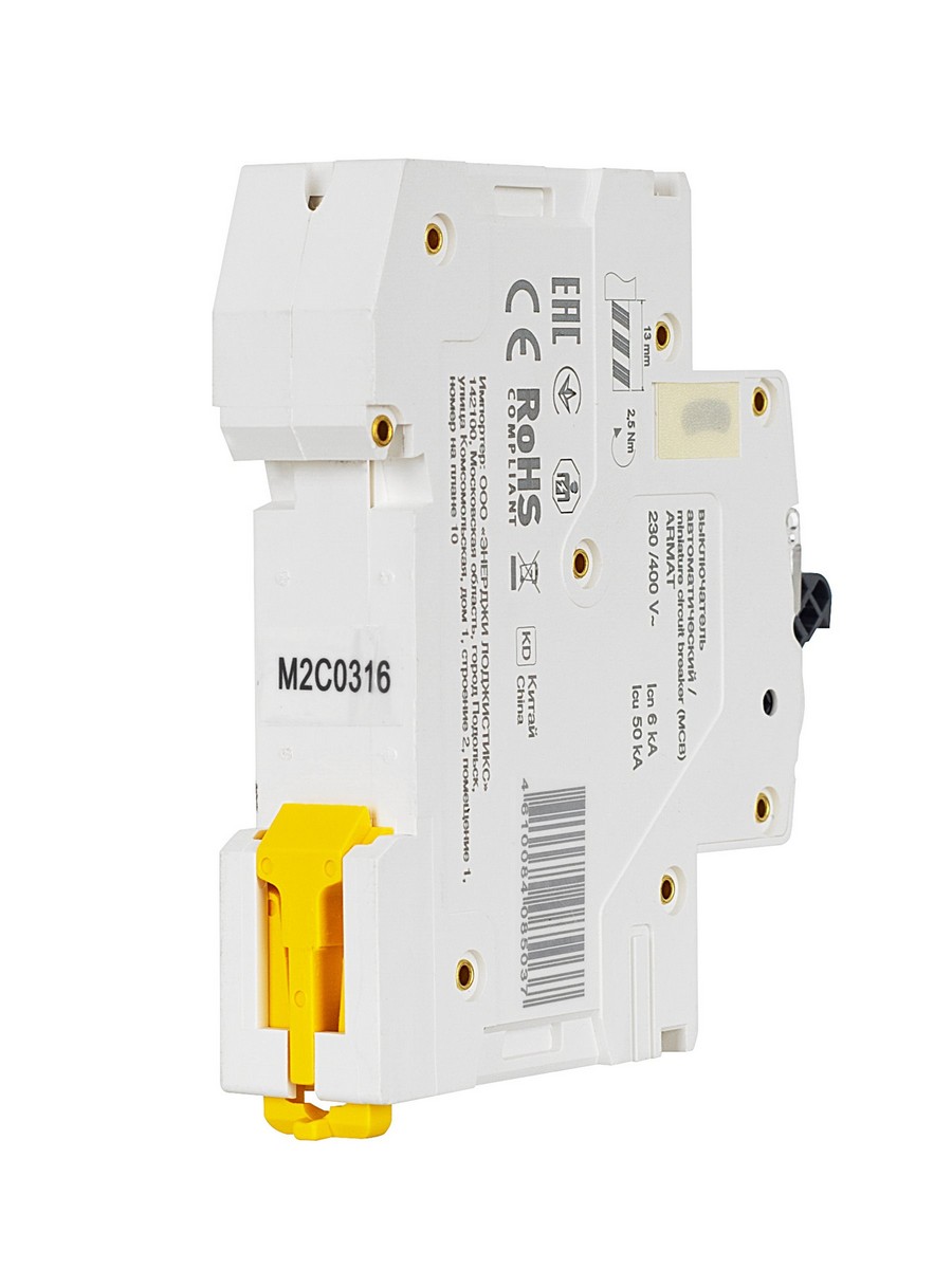 Автоматический выключатель IEK ARMAT M06N 1P C 3А AR-M06N-1-C003