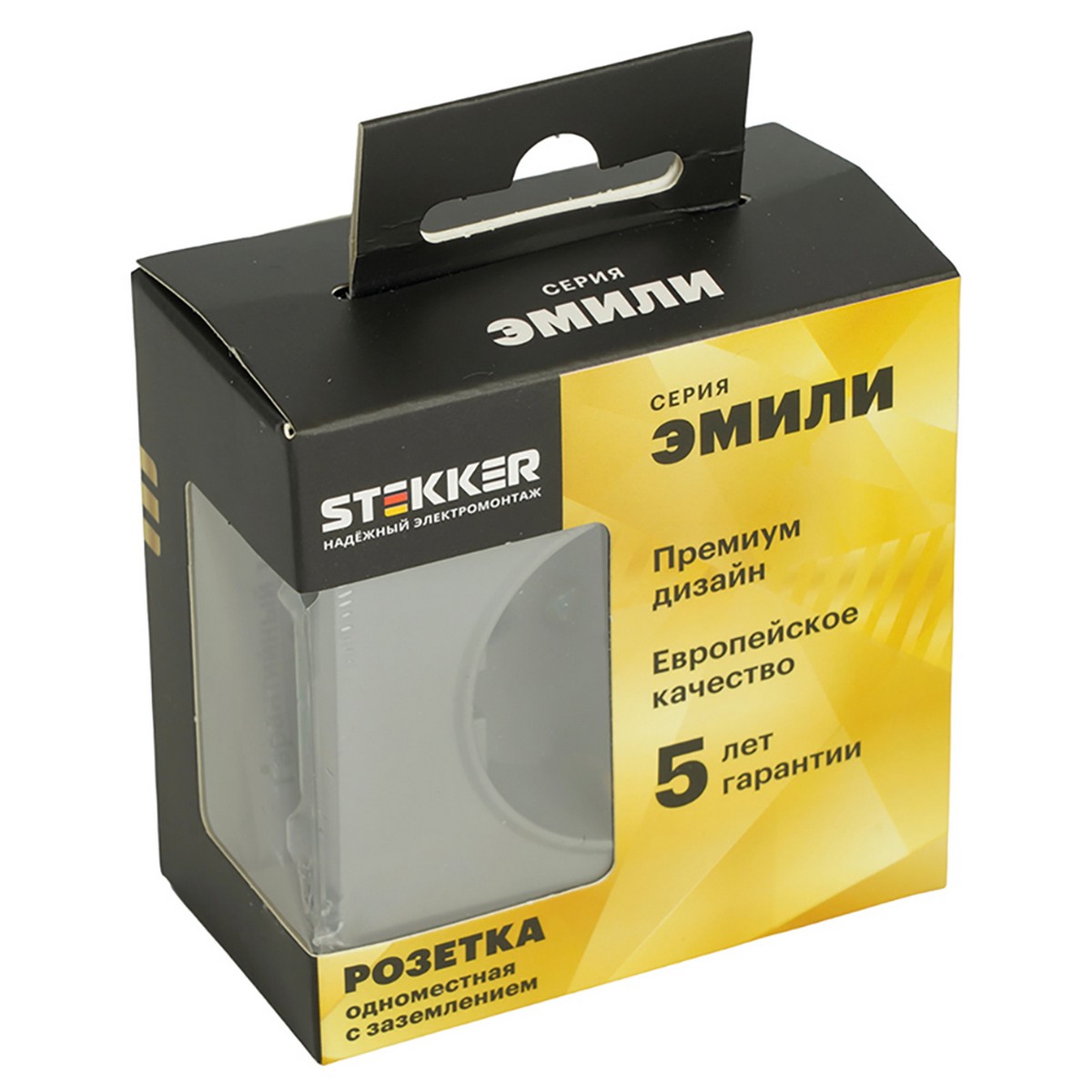 Эмили - Розетки и выключатели Stekker Розетка 1-местная с з/ш, с/з STEKKER Эмили RST16-5110-10ZK платиново-серый soft touch 50243