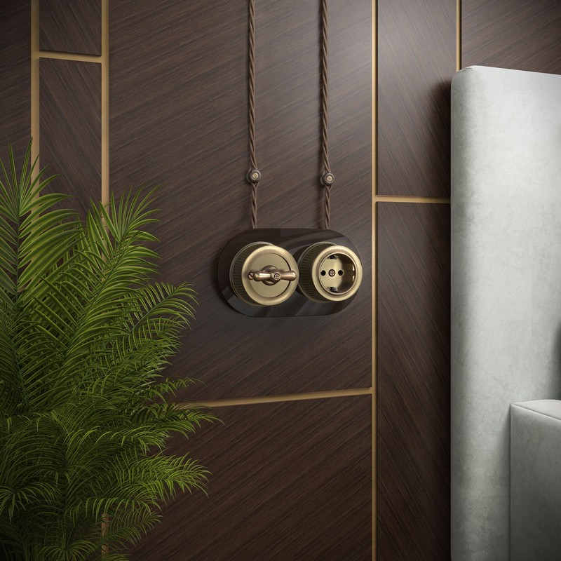 Werkel Ретро Розетка Werkel с заземлением (Бронзовый) ретро W5771012