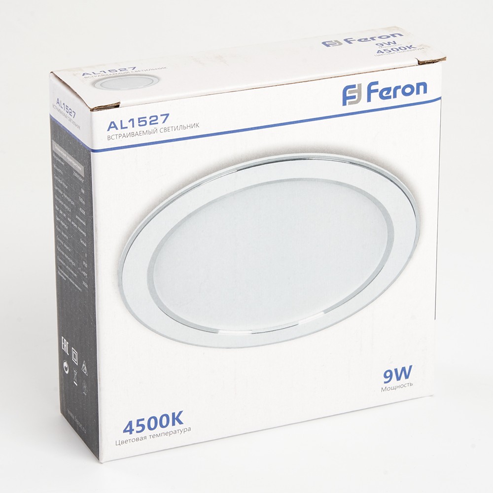 Встраиваемые светодиодные светильники Светильник встраиваемый светодиодный Feron AL1527 9W 4500K белый 41196 