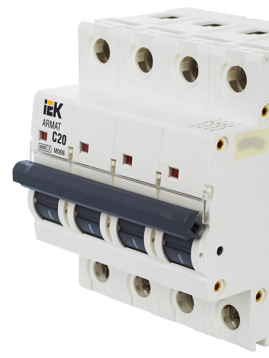 Автоматический выключатель IEK ARMAT M06N 4P C 20А AR-M06N-4-C020