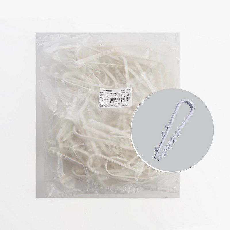 Дюбель-хомут для круглого кабеля (19-25мм) STEKKER DCL00-19-25 нейлон белый (100шт.) 39333