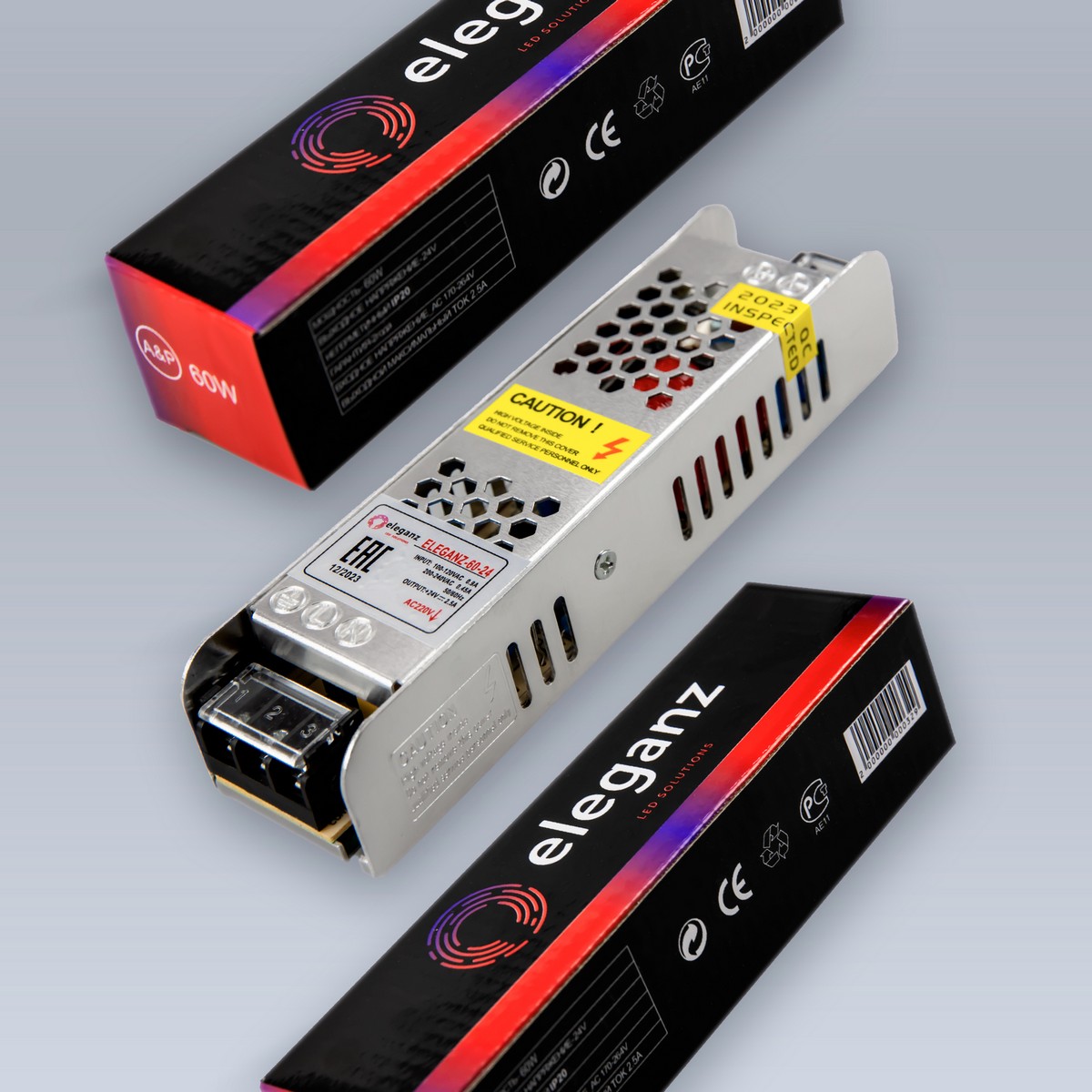 Блоки питания для светодиодной ленты Блок питания для светодиодной ленты Eleganz 24V 60W IP44 узкий 118х47х21мм EL-0019 