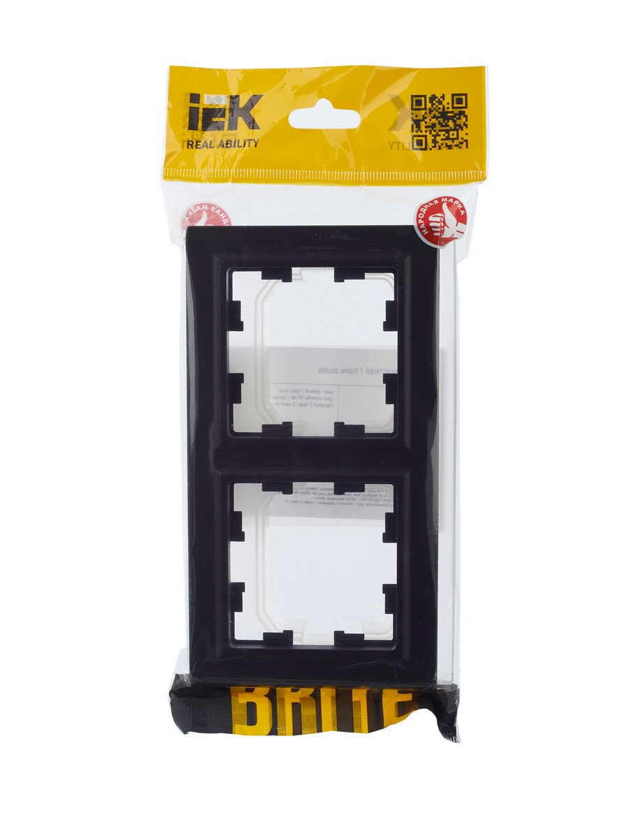 IEK Brite Рамки Рамка IEK BRITE 2-местная IP44 РУ-2-БрЧ-44 черный BR-M22-44-K02