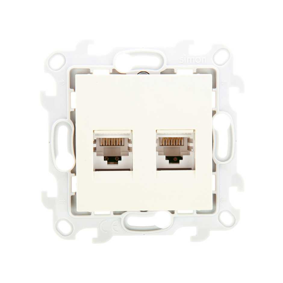 Розетки и выключатели Simon 24 Слоновая кость Розетка компьютерная Simon 24 Слоновая кость 2хRJ45 кат. 5е UTP 2450593-031