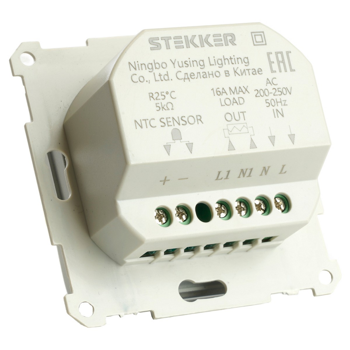 Терморегулятор механический STEKKER GLS00-7117-03 250V 3500W Катрин серебро 49742
