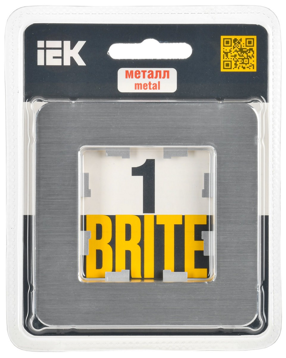 Рамка IEK BRITE DECOR Алюминий/алюм металл. скругл.угол 1-мест. РУ-1-1-Бр RE AL BR-M12-M-21-K47