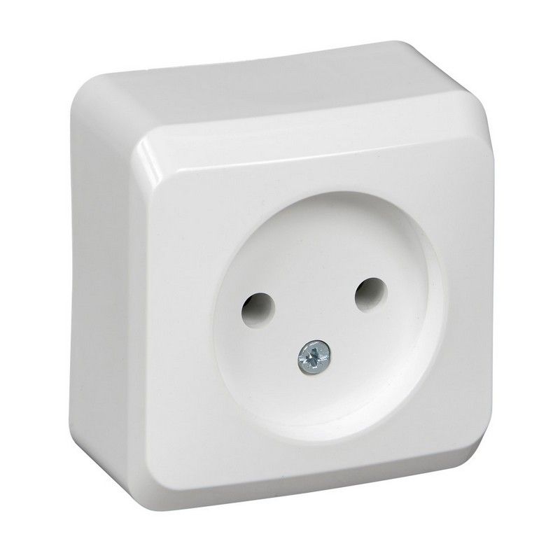Этюд Белый Розетка 1-ая Systeme Electric Этюд наружный Белый б/з без шторок PA16-001B