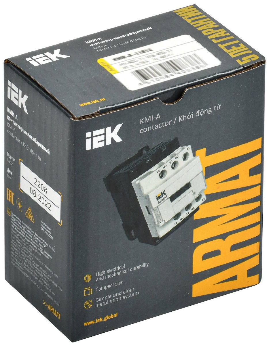 Контакторы Контактор IEK ARMAT КМИ-А-11812 LC1D 18А 400В/АС3 1НО/1НЗ AR-ACC-11-018-400-11 
