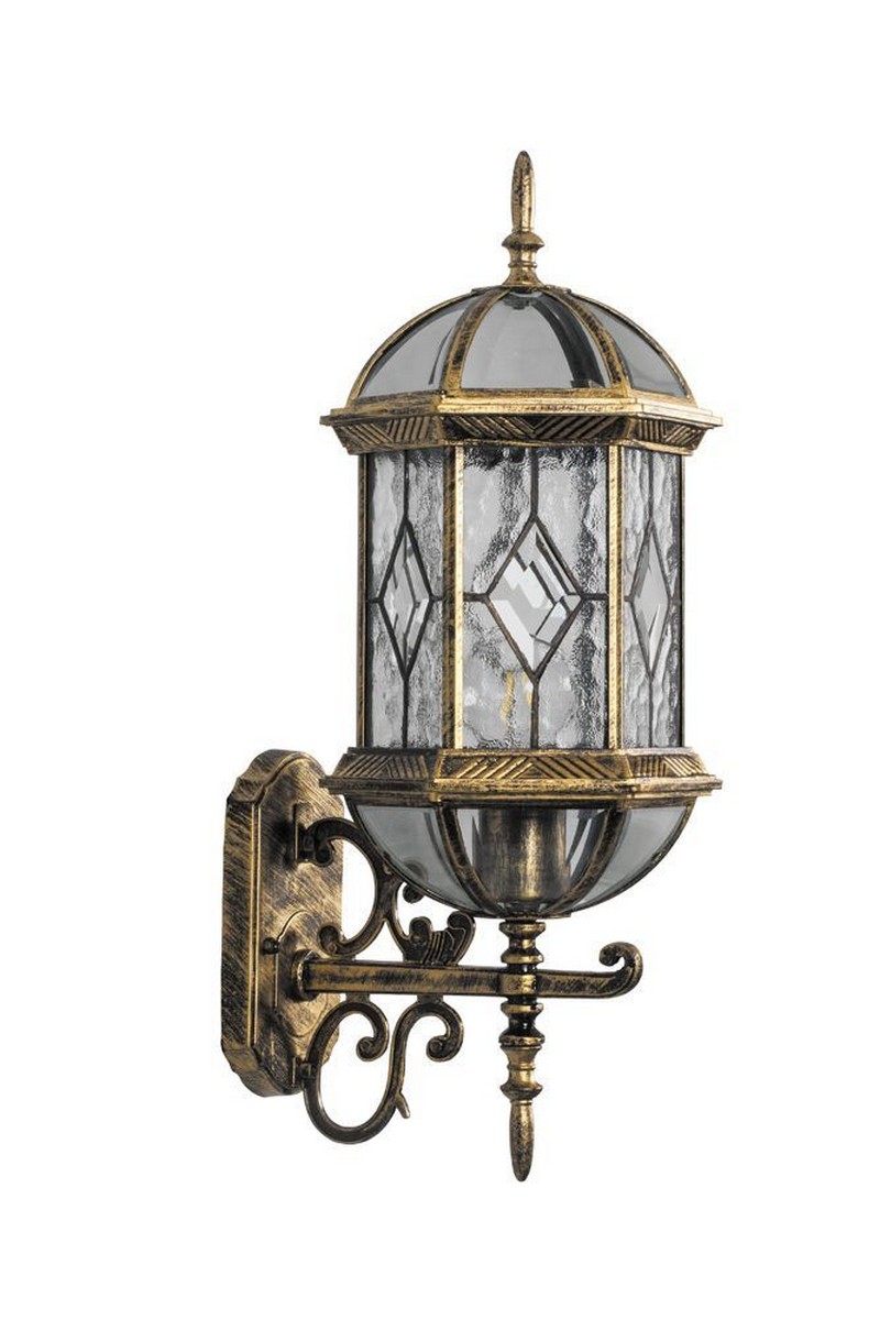 Уличные настенные светильники Светильник садово-парковый Feron PL130 шестигранный на стену вверх 60W 230V E27 черное золото 11334 