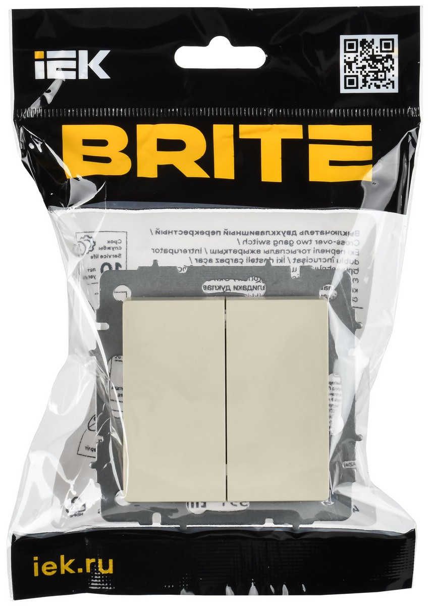 Выключатель IEK BRITE Бежевый 2-кл. перекрестный 10А ВС10-2-3-БрКр