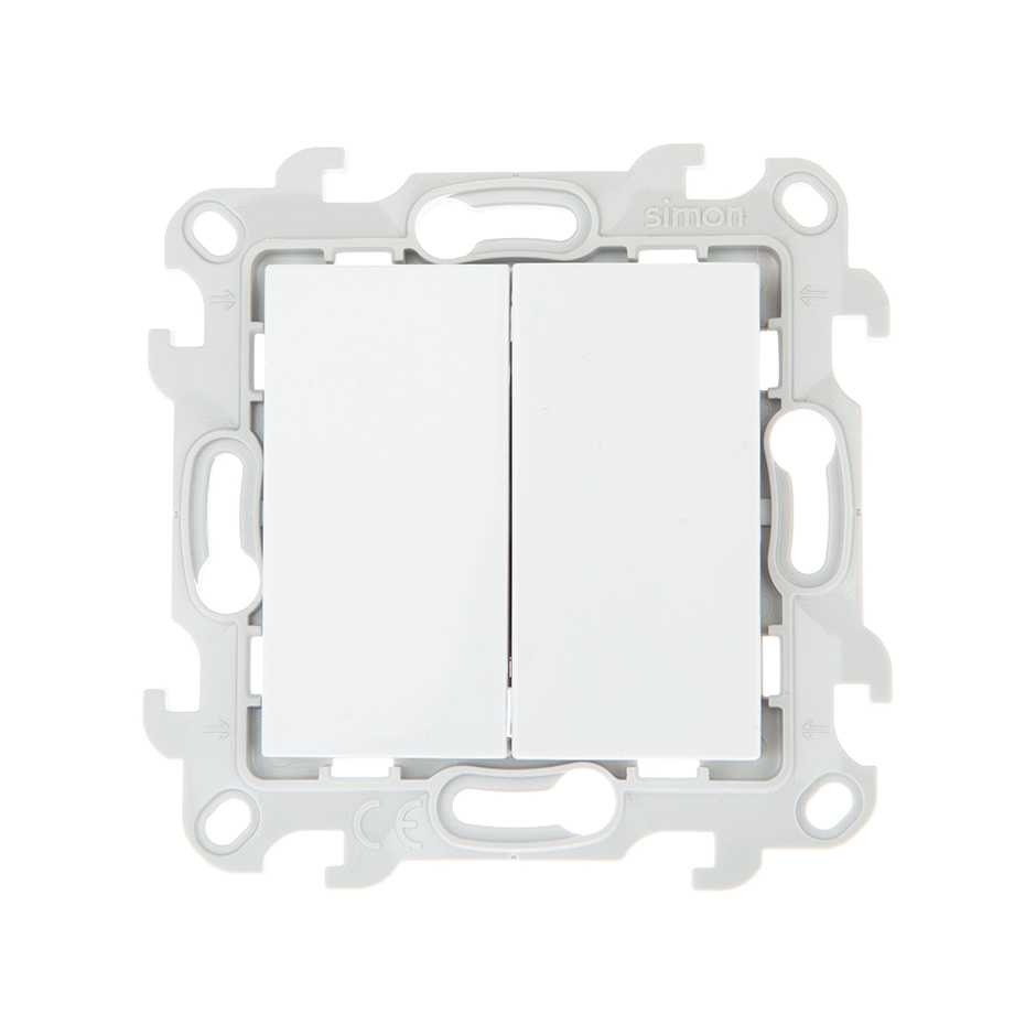 Розетки и выключатели Simon 24 Белые Переключатель Двухклавишный Simon 24 Белый 2410397-030