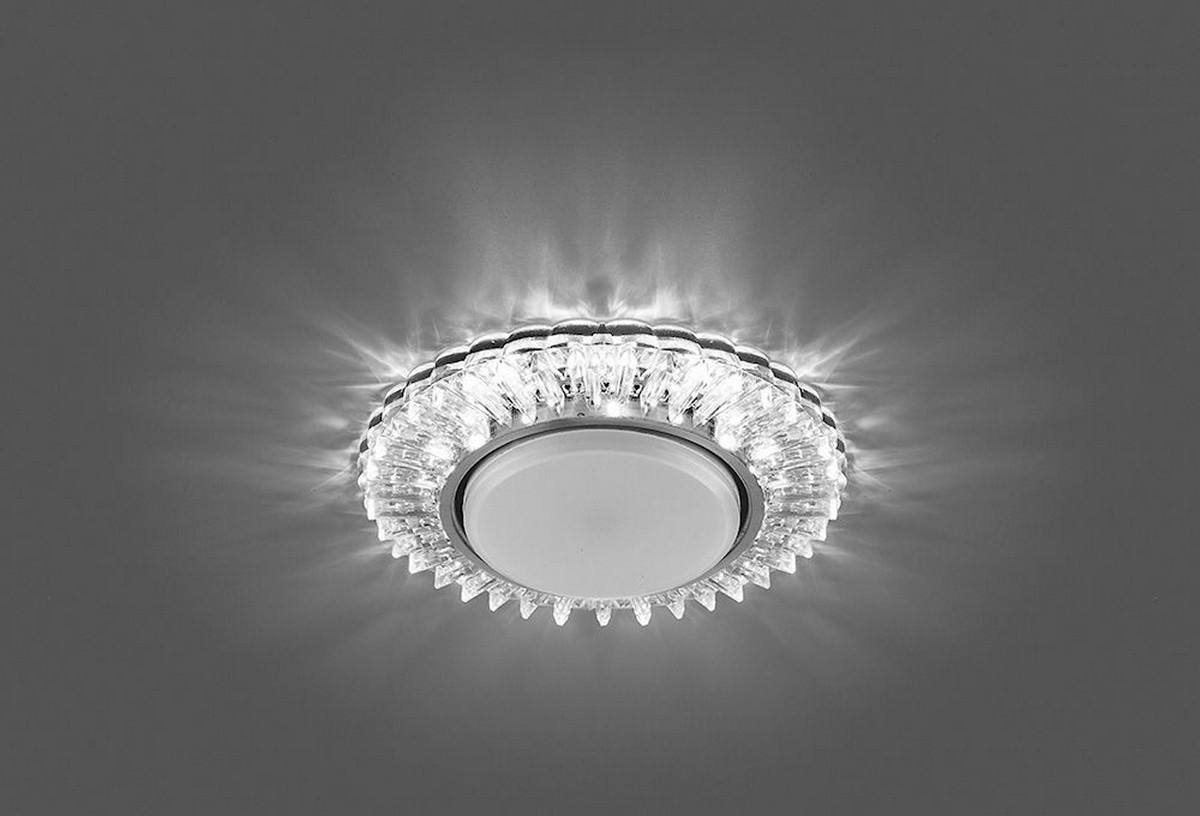 Светильник встраиваемый Feron CD4025 с белой LED подсветкой GX53 прозрачный 29539